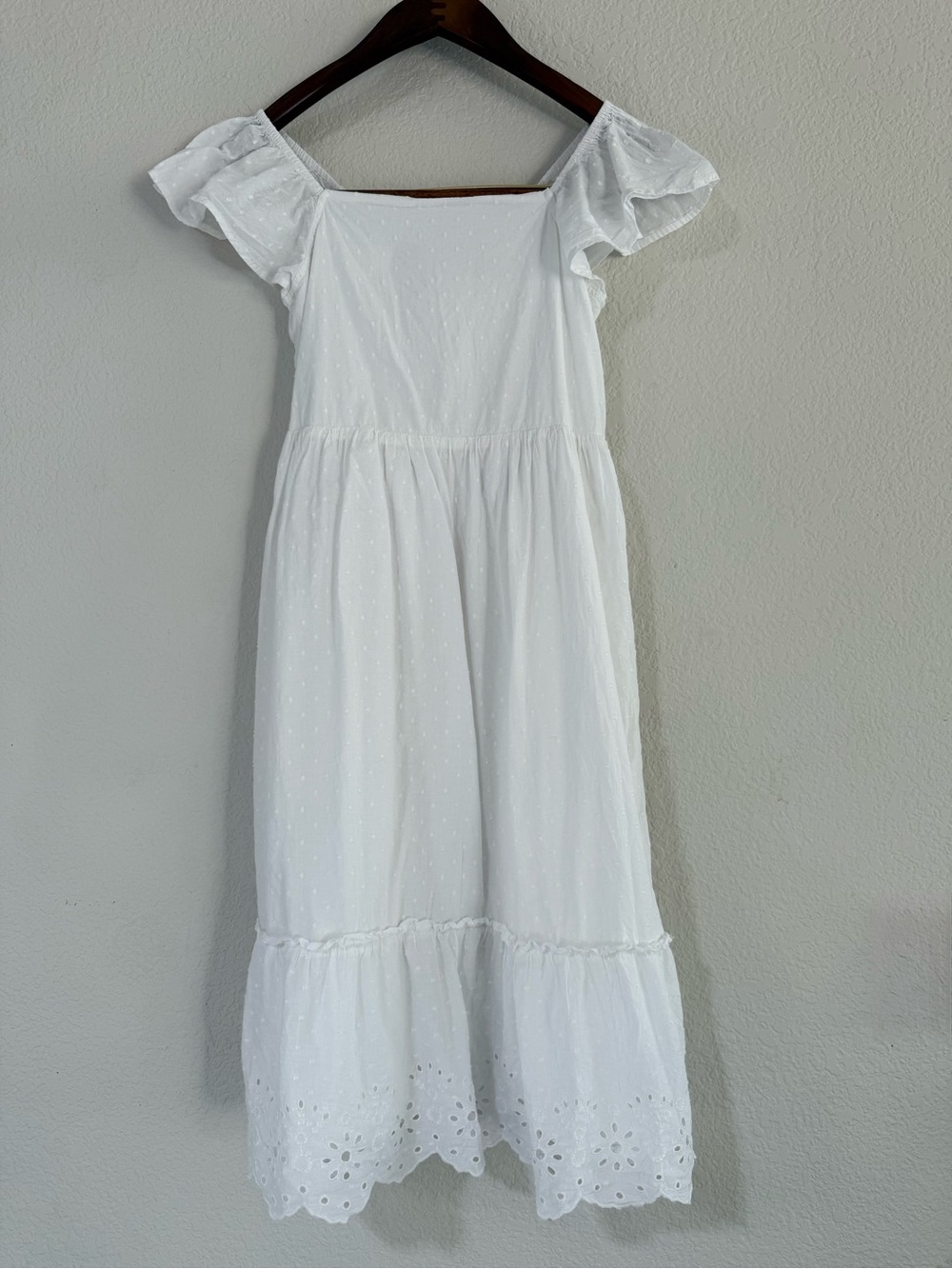GAP White Eyelet Ruffle Midi Dress - Picture 2 of 5